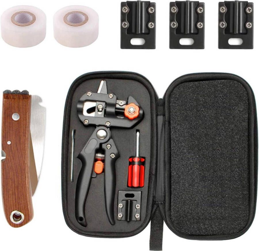 Grafting Tool Set Snoeischaar Kit Enten Tuinieren U-Cut V-Cut Ω Fruitbomen Bloemen Takken (Zwart1)