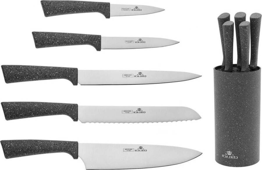 Graniet Messenblok Set 5 Soorten Messen van Roestvrij Staal voor Keuken Koksmes Broodmes Groentemes