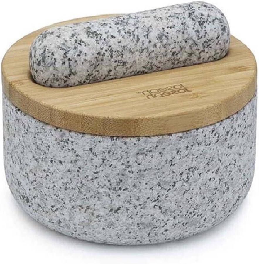 Granieten Vijzel & Stamper Natuurlijk Graniet met Bamboe deksel Kruiden Molen Vergruizer voor Specerijen en Pesto