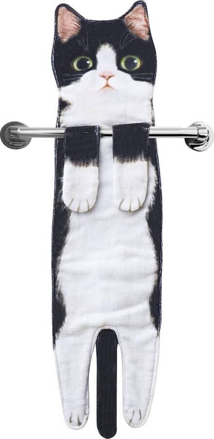 Grappige kattenhanddoeken keuken badkamer gepersonaliseerd kattendecoratie hangende handdoek washandje ultraabsorberend housewarmingscadeau verjaardag cadeau-ideeën kattenliefhebbers