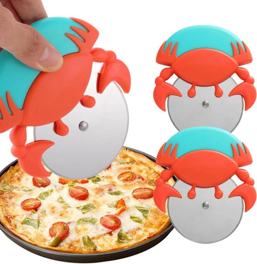Grappige Krab Pizzasnijder Set van 2 Roestvrijstalen Pizzacutters voor Moeiteloos Gebruik Eenvoudig te Reinigen Pizza Roller Cutter pizzasnijder
