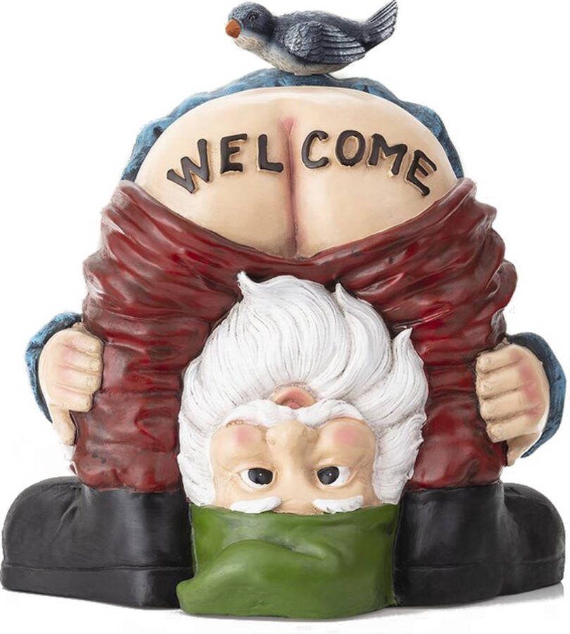 Grappige tuinkabouter met blote billen-Welcome -tuindecoratie