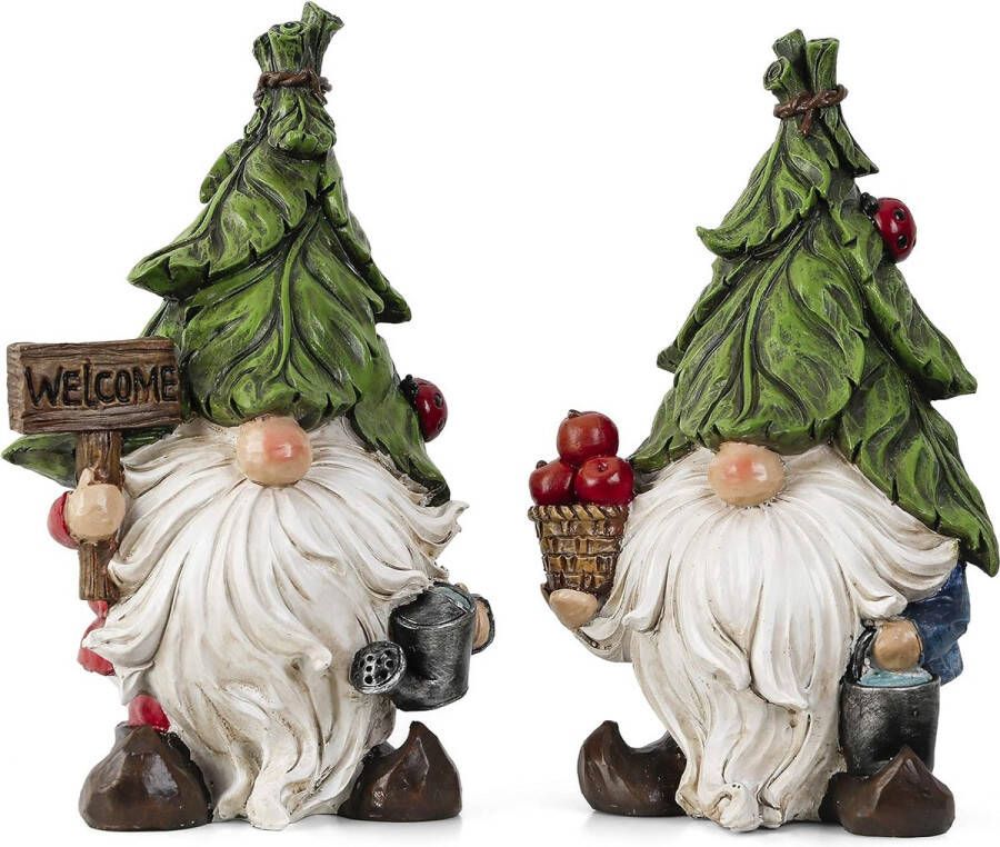Grappige tuinkabouters voor buiten set van 2 18 cm tuinkabouter dwerg tuindecoratie figuren van kunsthars weerbestendig gnome tuinfiguren voor buiten voor binnenplaats