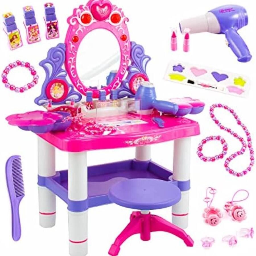 Gratyfied Make up tafel speelgoed Make up tafel voor meisjes Kaptafel kinderen Kaptafeltje meisjes Speelgoed kaptafel