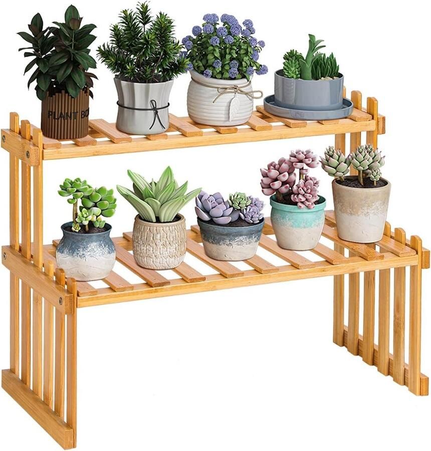 Green Harmony Bamboe Plantenplank 15 inch 40 cm Succulent Stand & Plant Organizer Rustieke Plant Ladder Desktop Plant Rack Indoor. Green Harmony Plantentafel 1.0