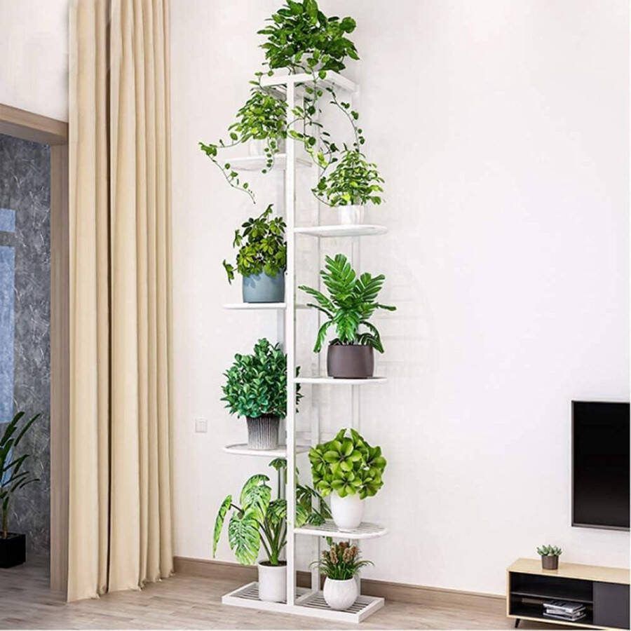 Green Harmony Bloemenstandaard metaal 8 niveaus moderne plantentrap binnen buiten tuin-balkon bloemenrek meerdere verdiepingen donkergrijs Green Harmony Plantentafel 1.0