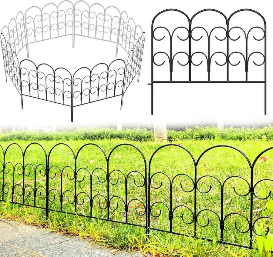Green Harmony Decoratieve metalen tuinhek 40 cm H x 47 cm B 5 panelen totale lengte 235 m hekpanelen landschap hekwerk roestvrij smeedijzeren tuinhek rand bloembed dierenbarrière grens Green Harmony Tuinhek