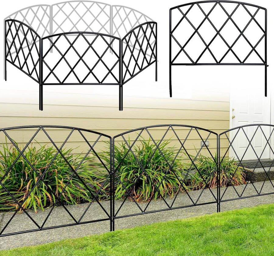 Green Harmony Decoratieve tuinomheining 60 cm hoog x 3 m lang Roestvrije metalen omheiningspanelen voor tuin patio en bloembed Green Harmony Tuinhek