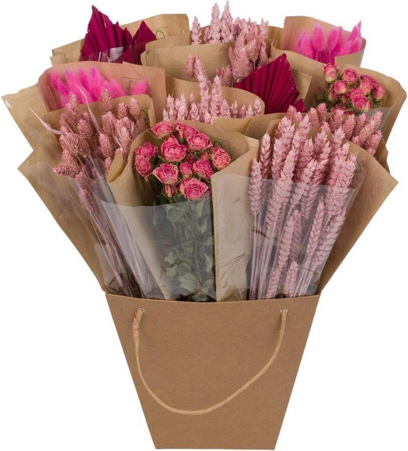 Green Harmony Droogbloemen Dried Mono Mix Pink 50cm