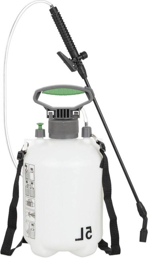 Green Harmony Drukspuit 5 liter verstelbaar mondstuk planten bewateren en beschermen met draagriem onkruidsproeier wit. Plantenspuit 3.0