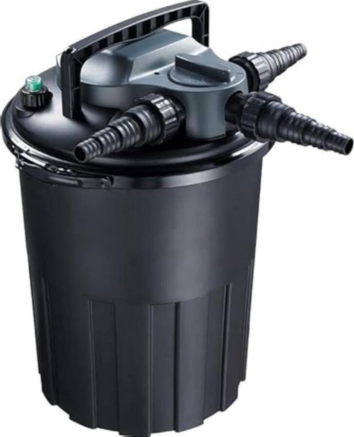 Green Harmony Druktfilter met PL 24 Watt UV-C en Backwash Functie Eenvoudig Onderhoud Max. Flow 6 m3 per Uur Max. Vijver 12 m3 Afmeting Ø41 x 51 cm Voor Vijvers Zonder Koivissen Green Harmony Vijverfilter 2.0
