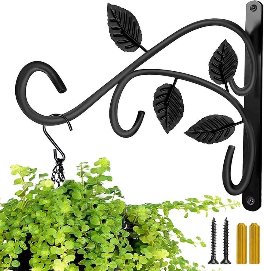 Green Harmony Hangende plantenbeugel 30 cm wandmontage hangende plantenhaak roestbestendige metalen plantenhanger decoratief design hangende planten bloemen lantaarn vogelvoeder windgong (1 stuks) Green Harmony Tuinhaken