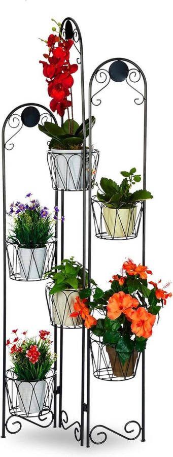 Green Harmony Plantenrek Metaal 6 Etages Binnen Buiten Scheidingswand Bloempotten H: 140 cm Zwart Plantentafel 2.0