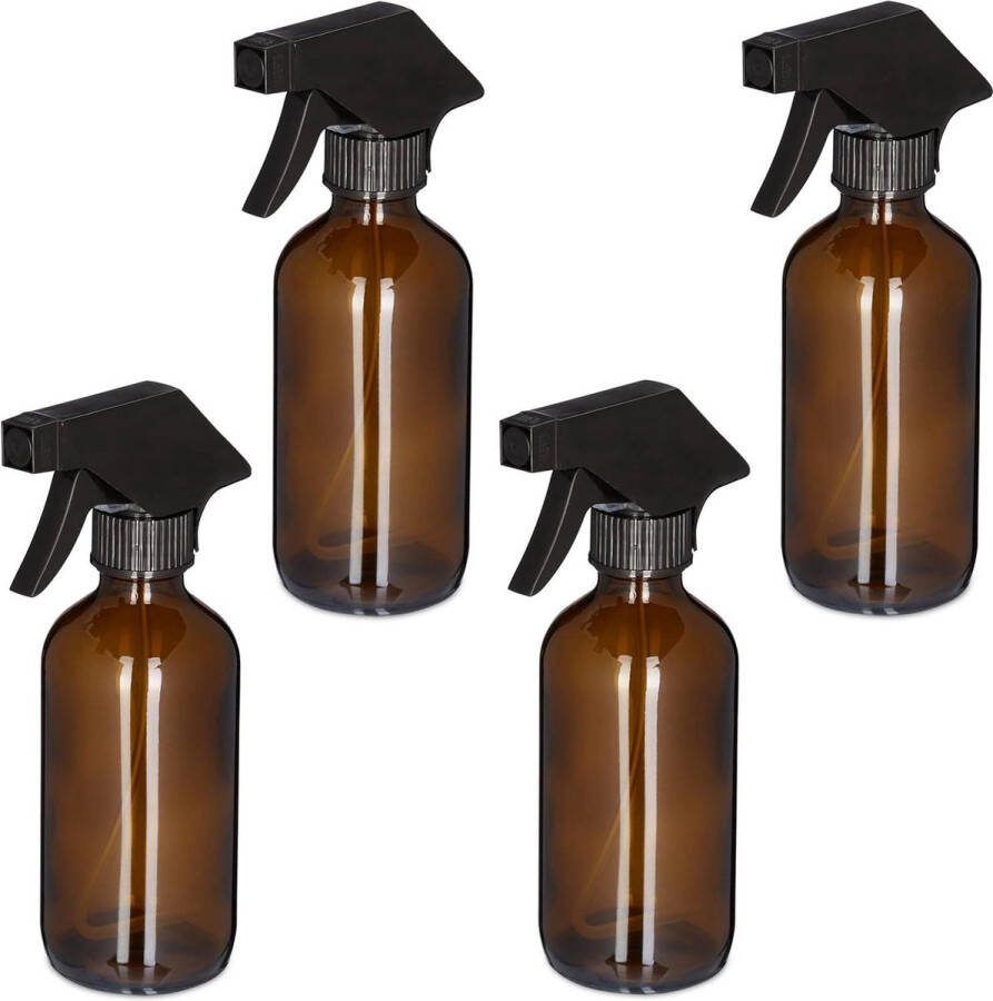Green Harmony Plantenspuit Glas Set Van 4 230 Ml Mist & Straal Waterspuit Voor Haar Schoonmaakmiddel En Planten Bruin Plantenspuit 3.0