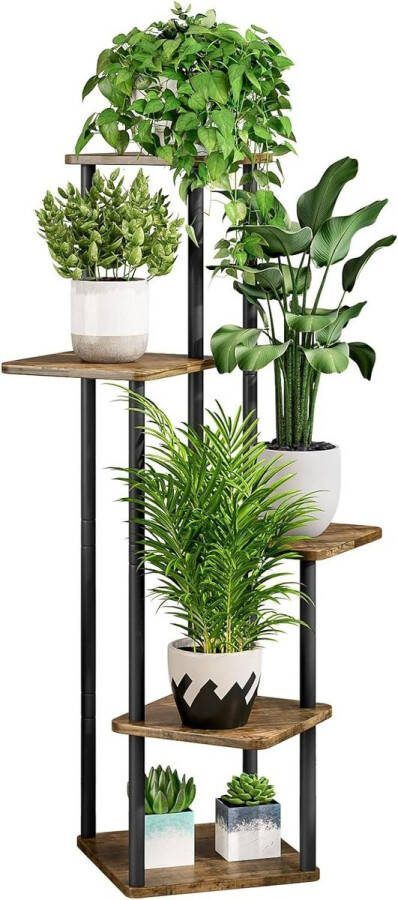 Green Harmony Plantenstandaard 5-laags metalen bloemenplank voor binnen plantenstandaard voor meerdere planten hoekhoge bloemhouders voor terras tuin woonkamer balkon slaapkamer zwart (5 niveau-zwart) plantenrek 5
