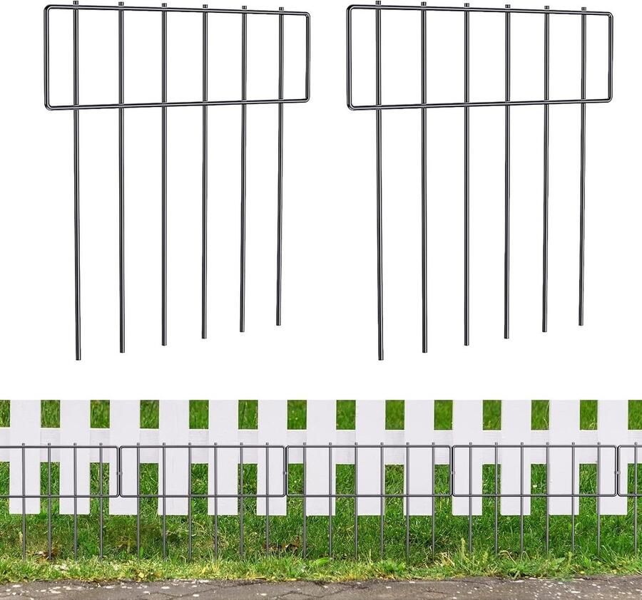 Green Harmony Tuinhek Dierenbarrièrehek Decoratief Roestvrij Metaaldraad Hondenkonijntje Bodem Stakes Omheining voor Tuin 43 cm H x 82 m Totale Lengte Green Harmony Tuinhek