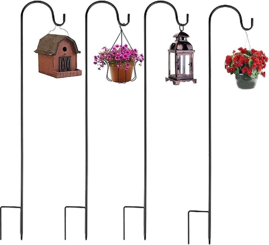 Green Harmony Tuinherdershaken- Metalen Tuinstok 120 cm Solarlampen Lantaarns Bruiloften Plantenmanden Vogelhuisje Green Harmony Tuinhaken