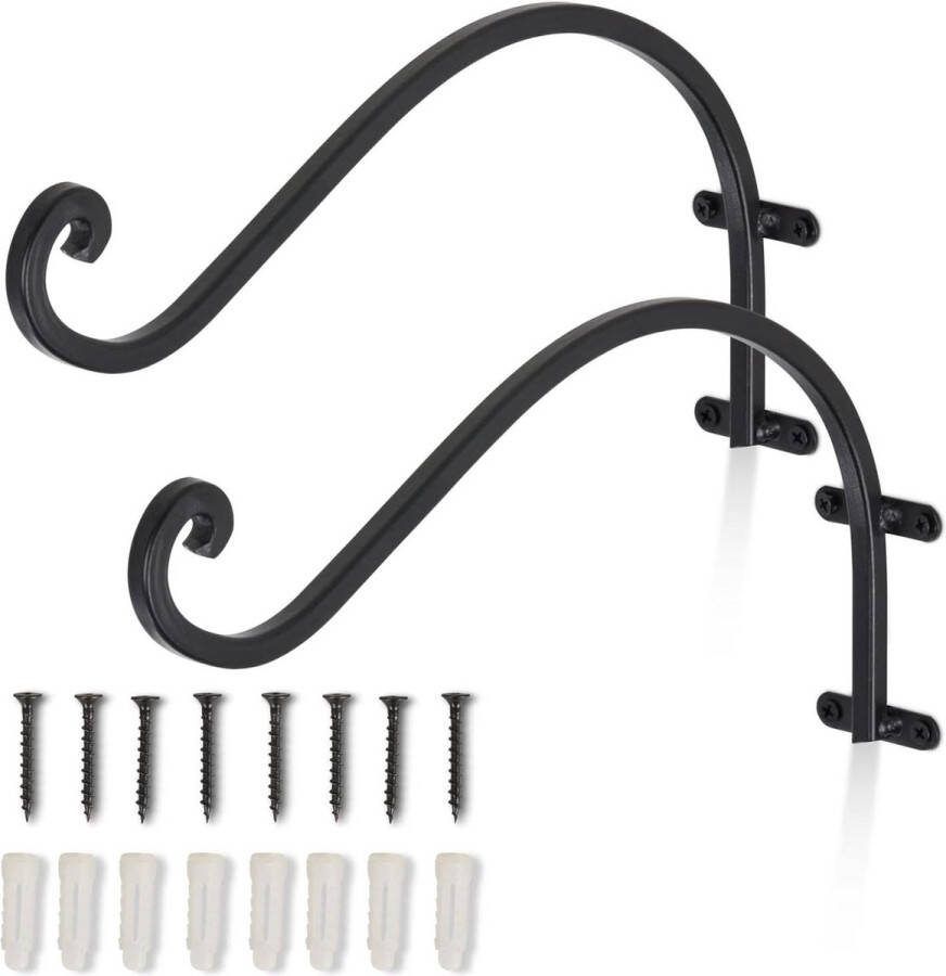 Green Harmony Wandbeugels voor hangmanden plantenhangers voor binnen en buiten haken voor het ophangen van bloemen hangende mandbeugels voor vogelvoeders klokkenspel lantaarns 8 schroeven 23 x 30 Green Harmony Tuinhaken