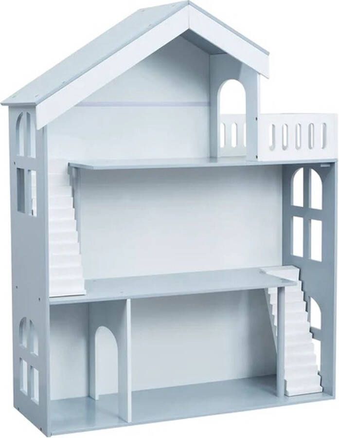 Grijs poppenhuis met balkon Hout XXL H1150 x B830 x D300 mm Barbie