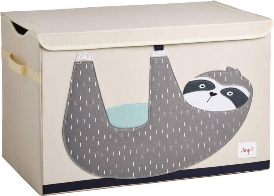Grijze Toy Chest met luiaard Opbergkist voor speelgoed