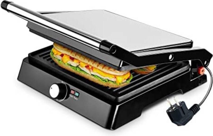 Grill Apparaat Uitneembare Platen Contactgrill met Uitneembare Platen Grill Plaat Tosti Ijzer met Uitneembare Platen 2-in-1 2200 W Roestvrij staal zwart