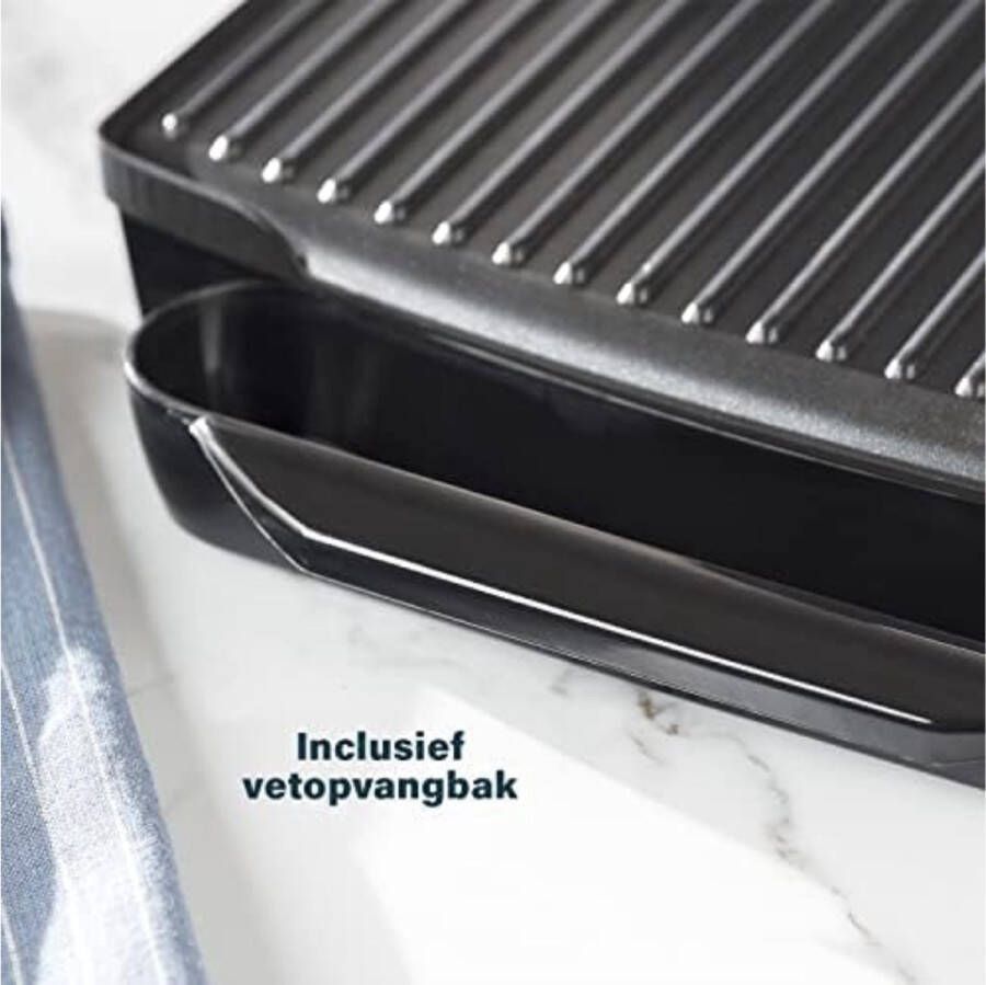 Grill Apparaat Uitneembare Platen Contactgrill met Uitneembare Platen Grill Plaat Tosti Ijzer met Uitneembare Platen XL (30 x 24 cm) Zwart