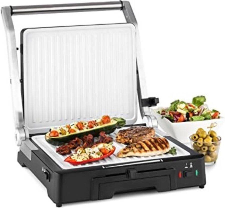 Grill Apparaat Uitneembare Platen Contactgrill met Uitneembare Platen Grill Plaat Tosti Ijzer met Uitneembare Platen 3- in 1 Zwart en Wit