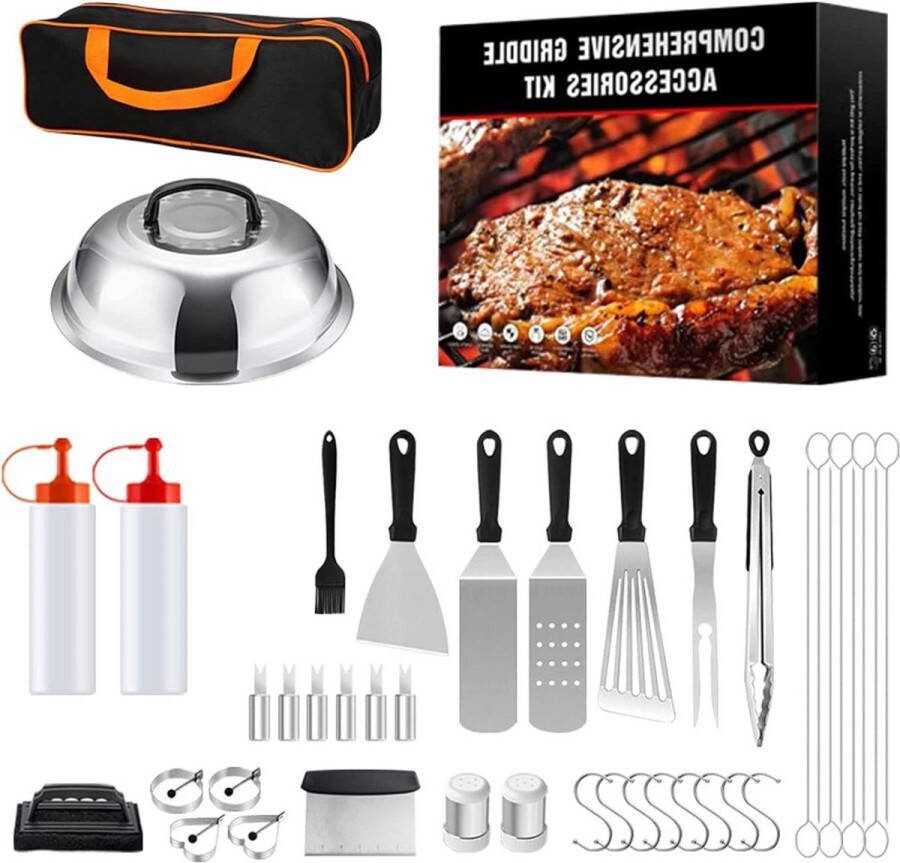 Grillbestekset 42 stuks roestvrij stalen barbecue-accessoires inclusief spatelkit en draagtas voor tuin camping barbecue mannen en vrouwen barbecue set