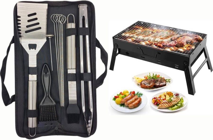 Grillgereedschapsset met tang spatel en borstel barbecue set
