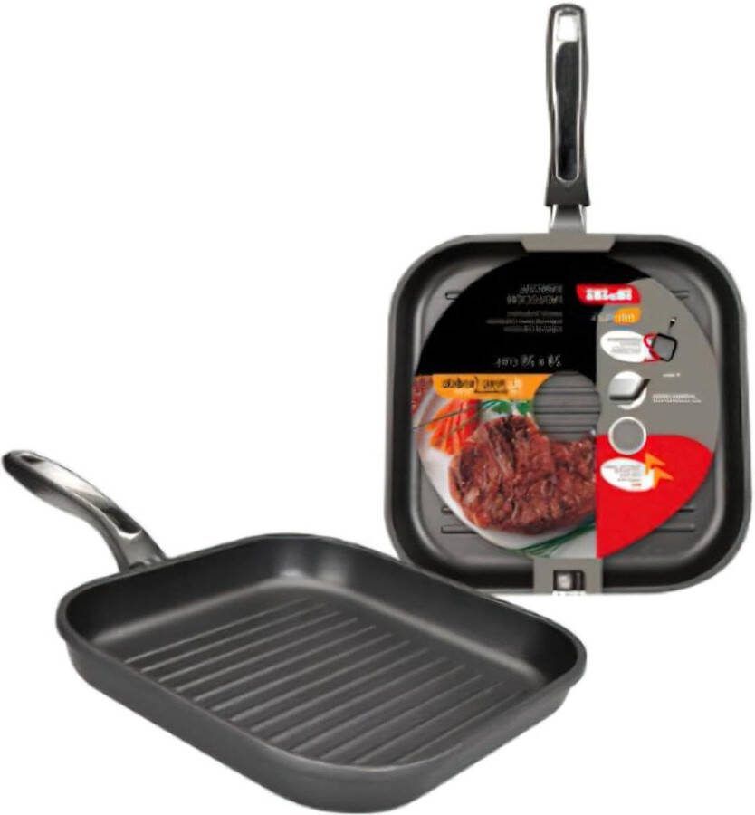 Grillpan 18 cm aluminium antiaanbaklaag inductiegeschikt Roestvrij