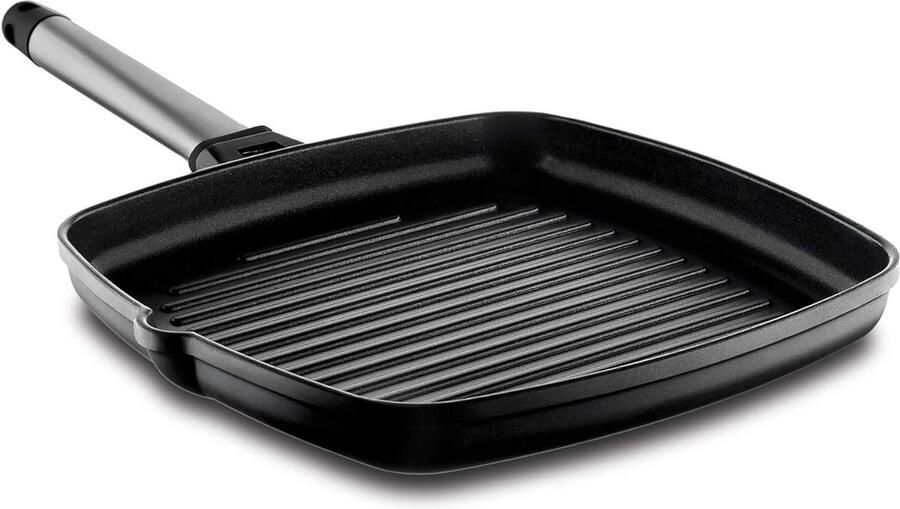 Grillpan 22 x 22 cm Afneembare stalen handgreep Gegoten aluminium Zilver