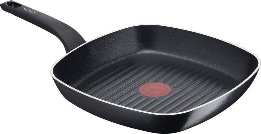 Grillpan 26 x 26 cm antiaanbaklaag thermo-signaal temperatuurindicator zwart Easy Cook Clean