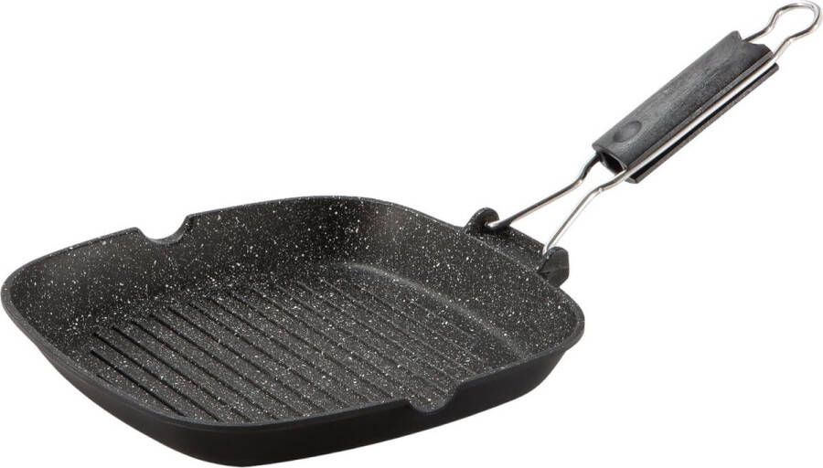 Grillpan 26 x 26 cm gegoten aluminium met coating 5 lagen