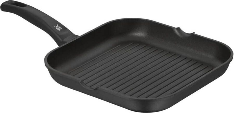 Grillpan 27 x 27 cm Tuit Aluminium Gecoat Braden Hoekige Pan Kunststof Handvat Zwart-Kookgerei BBQ