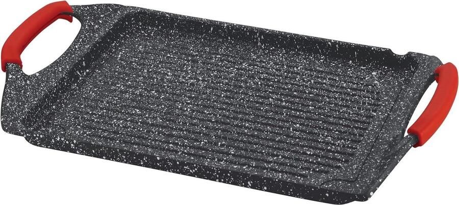 Grillpan 45 x 27 cm gegoten aluminium steencoating inductiegeschikt PFAS-vrij