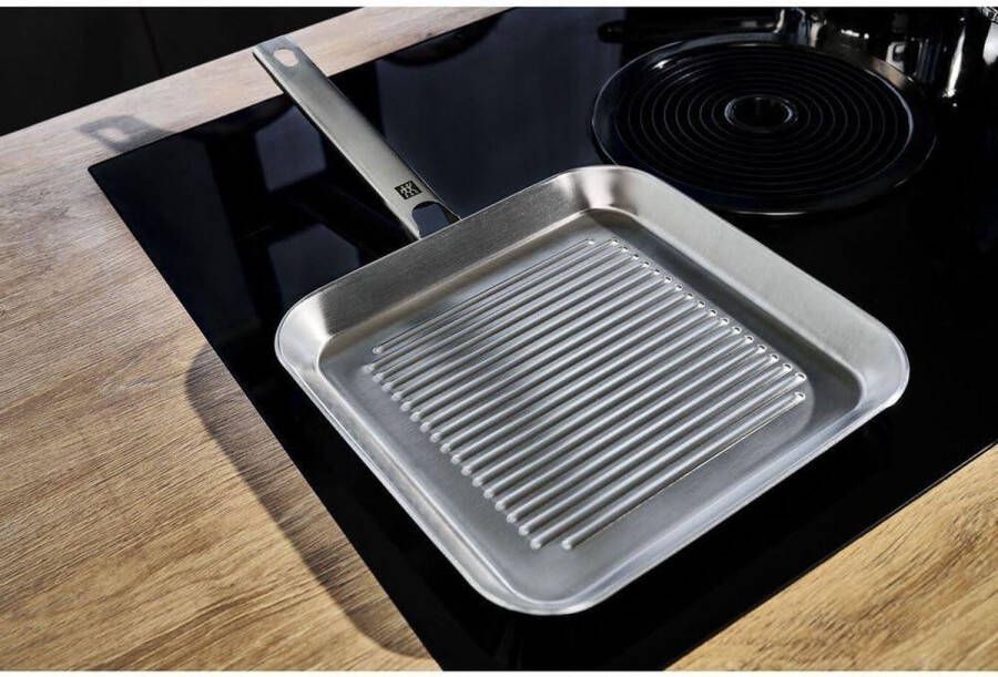 Grillpan geschikt voor inductie 45 x 24 x 25 cm zilver 24 cm