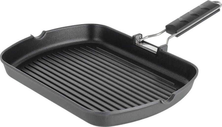 Grillpan met antiaanbaklaag en inklapbare handgreep aluminium rooster voor vetarme gerechten inductieplaat 34x24 cm