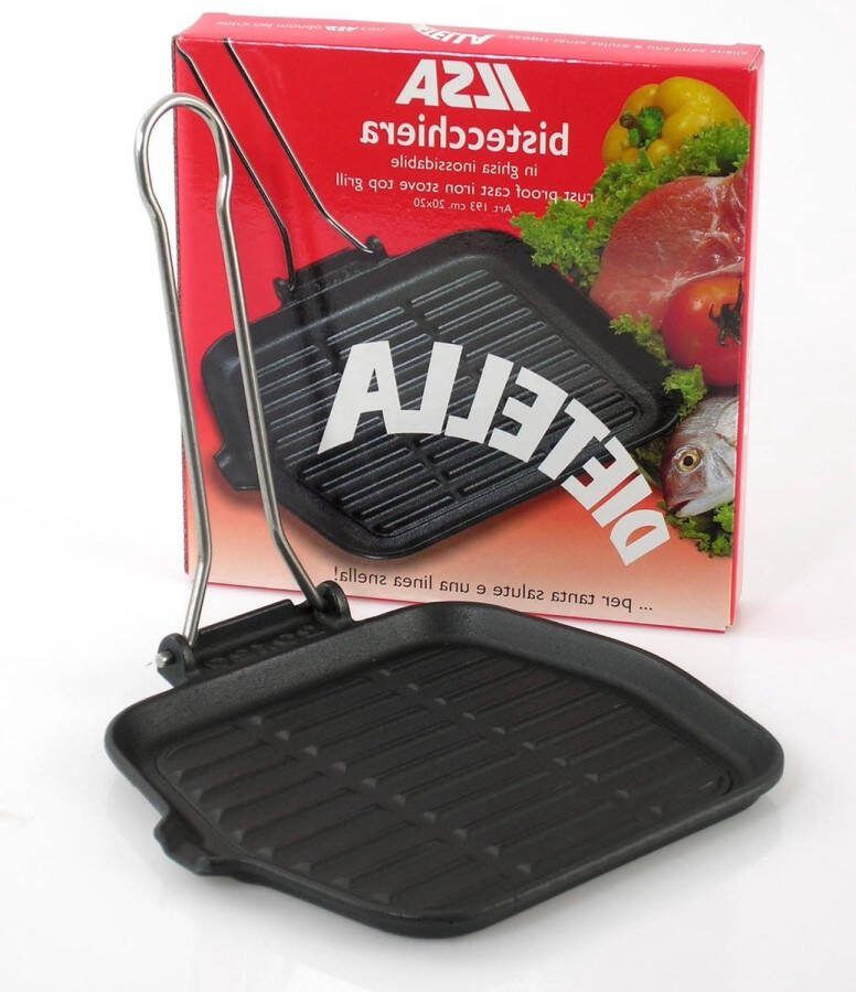 Grillpan van gietijzer-aluminium zwart 20 x 20 cm Monodietella