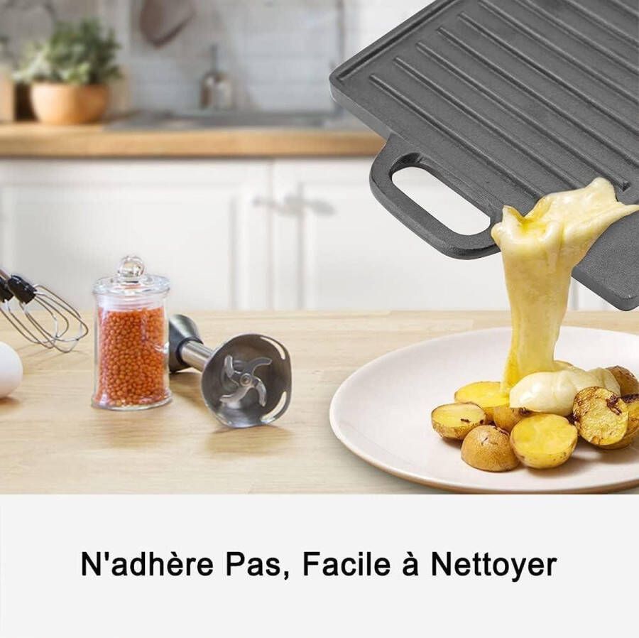 Grillpan van steen grillplaat voor inductie anti-aanbaklaag dubbele handgreep geschikt voor alle warmtebronnen 505 × 235 × 14 cm zwart
