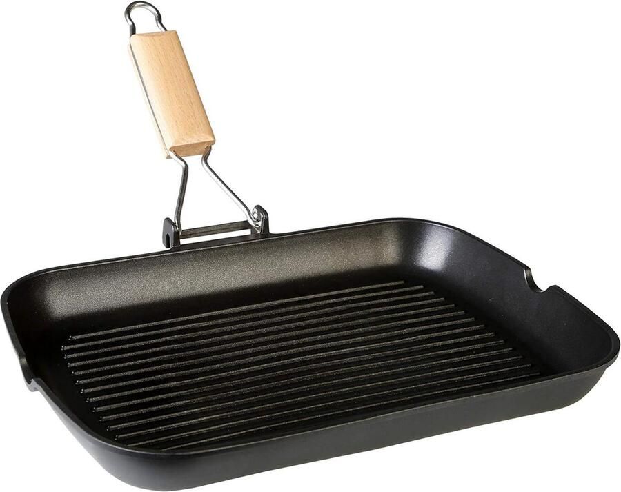 Grillpan voor inductie golvend 34 x 24 cm anti-aanbaklaag geschikt voor gas en glaskeramiek