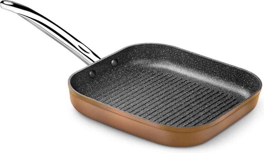 Grillplaat 28 x 28 cm Gesmeed Aluminium met Koperen Strepen