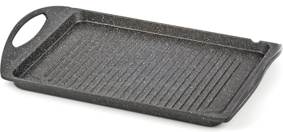 Grillplaat pan inductie en ovenvast gegoten aluminium 42 x 26 x 23 cm grijs grillplaat inductie