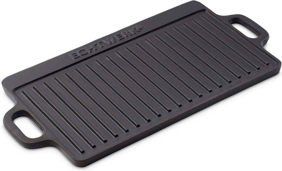 Grillplaat Small 45 5 x 23 x 1 5 cm van gietijzer met 2 handgrepen en emaille coating grillplaat voor open haard barbecue kampvuur oven of fornuis
