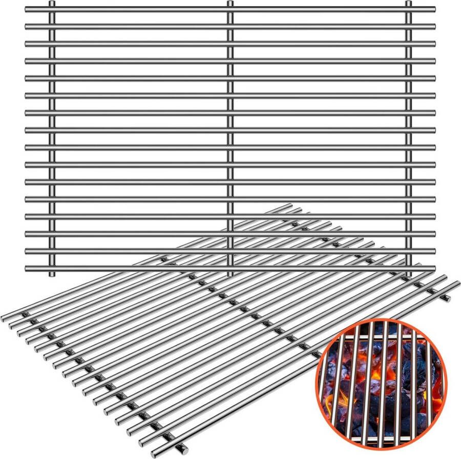Grillrooster 60 x 44 cm Vervanging Roestvrij Staal Weber Spirit 300-serie Geschikt voor Weber E-310 E-320 S-310 S-320 Gasbarbecues