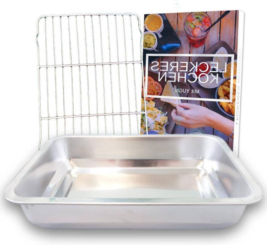 Grillrooster Ovenvorm Roestvrij Staal Vaatwasmachinebestendig 36 x 27 x 6 cm Gratis E-book