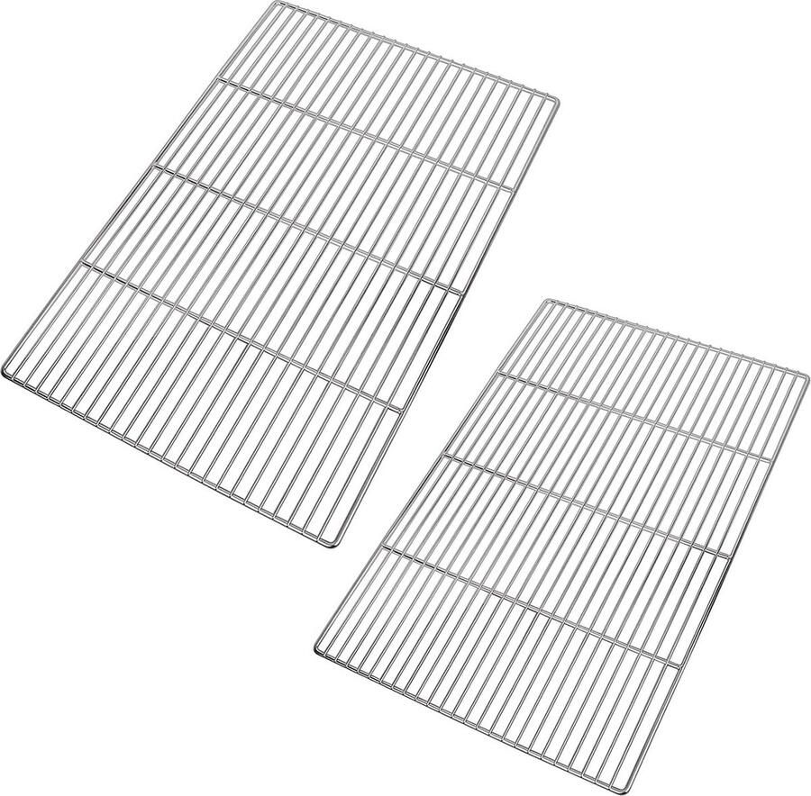 Grillrooster roestvrij staal 59 x 40 cm (pak van 2) BBQ rechthoekig vervangend grillnet multifunctionele grillroosters