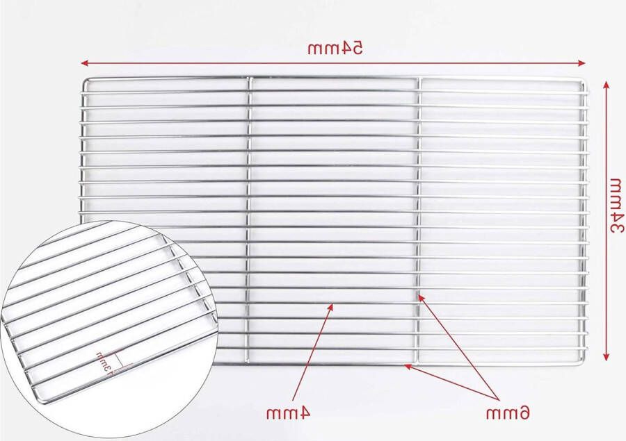 Grillrooster van roestvrij staal 54 cm x 34 cm met Handgrepen Voor HeRo24 Bestel Nu BBQ accesoires rooster
