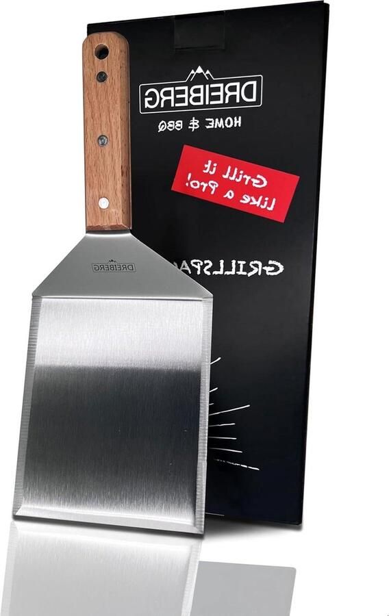Grillspatel met beukenhouten handvat Smash Burgers roestvrij staal teppanyaki gasbarbecue smash burger