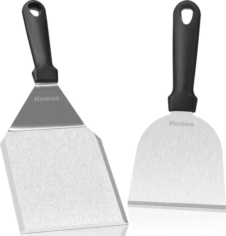 Grillspatelset van roestvrij staal spatelset met grote grillspatel voor het versnipperen van hamburgers teppanyaki-spatel teppanyaki-accessoires plancha spatel barbecue-accessoires