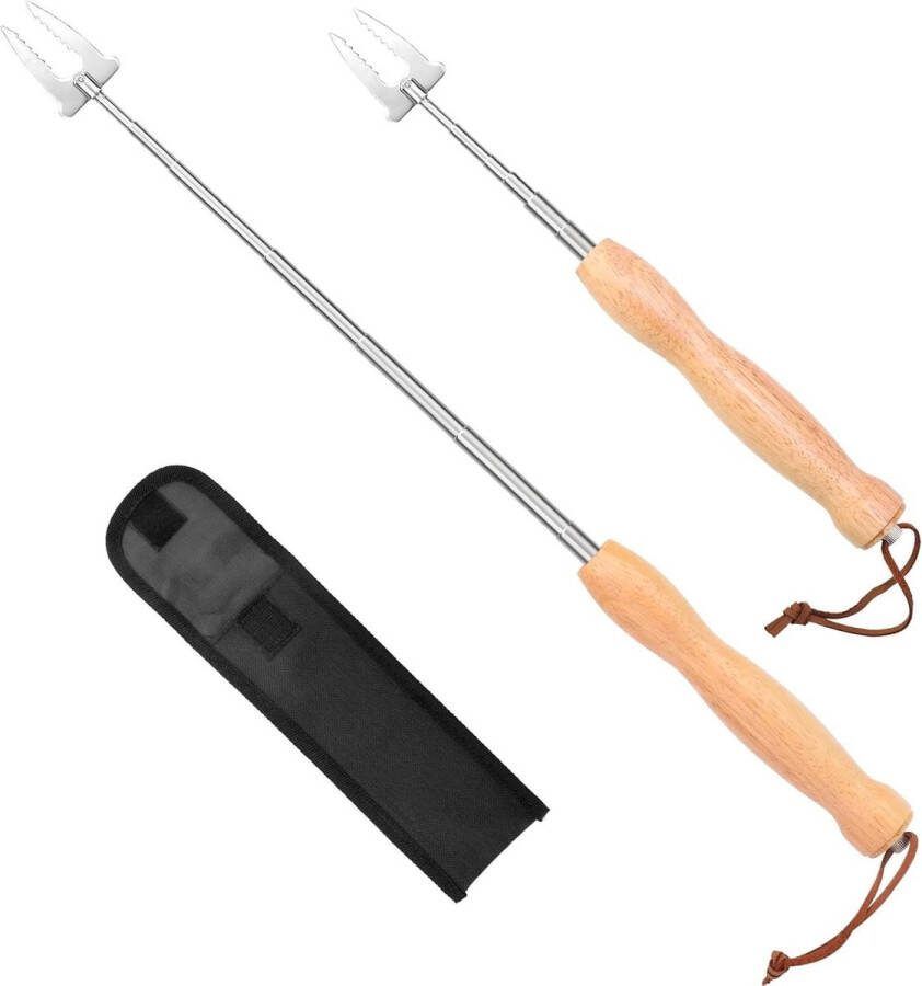 Grillspiesen Uittrekbare spiesen van roestvrij staal 2 stuks Telescopische sjasliekspiesen Vleesvork voor grillen en kampvuur